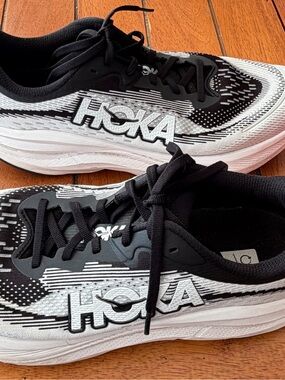Hoka Black and White Women's Athletic Running Sneakers